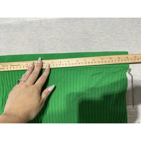 NWT A New Day Green Ribbed Midi Pencil Skirt L Large - Picture 3 of 7